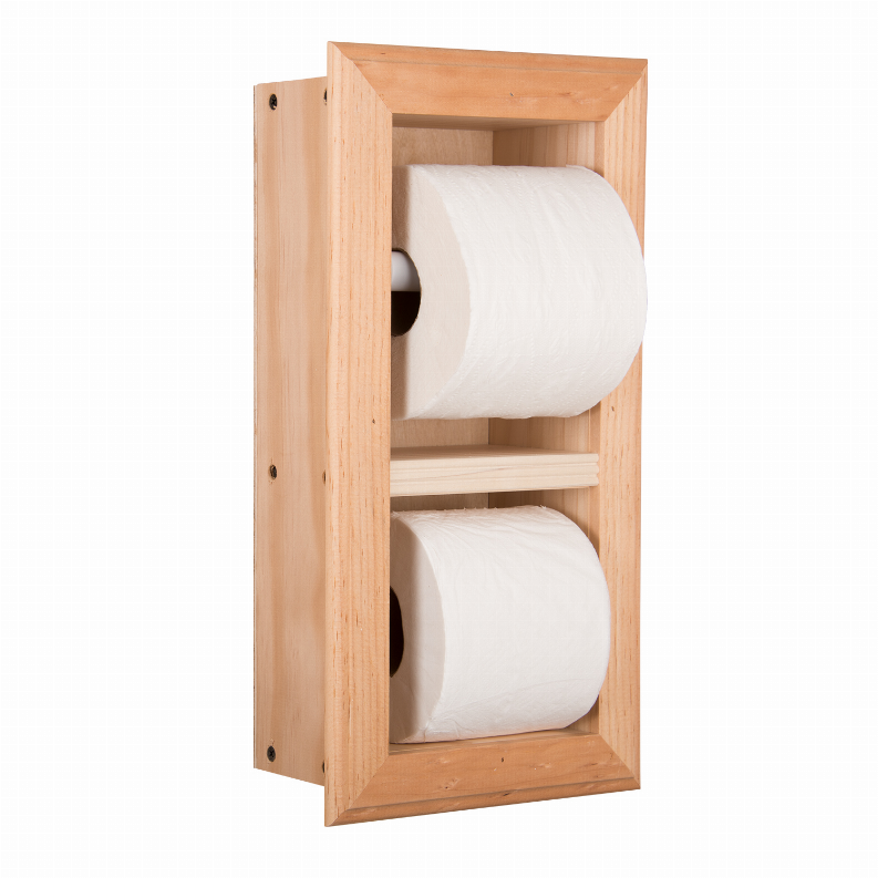 Bradenton Recessed Solid Wood Double Toilet Paper Holder 7 x 14.5"  22 Unfinished Wood