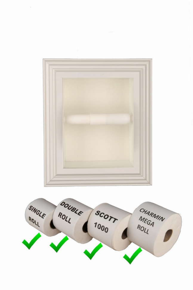 Tavares Recessed Solid Wood Toilet Paper  7 x 8.5"  1 White Enamel