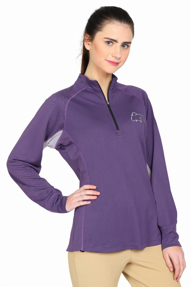 Ecorider By Tuffrider Ladies Denali Sport Shirt 1X Purple Plum/Grey