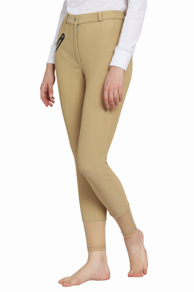 Tuffrider Tiffany Ribbed Breech With Silicone Knee Patch 28 Light Tan