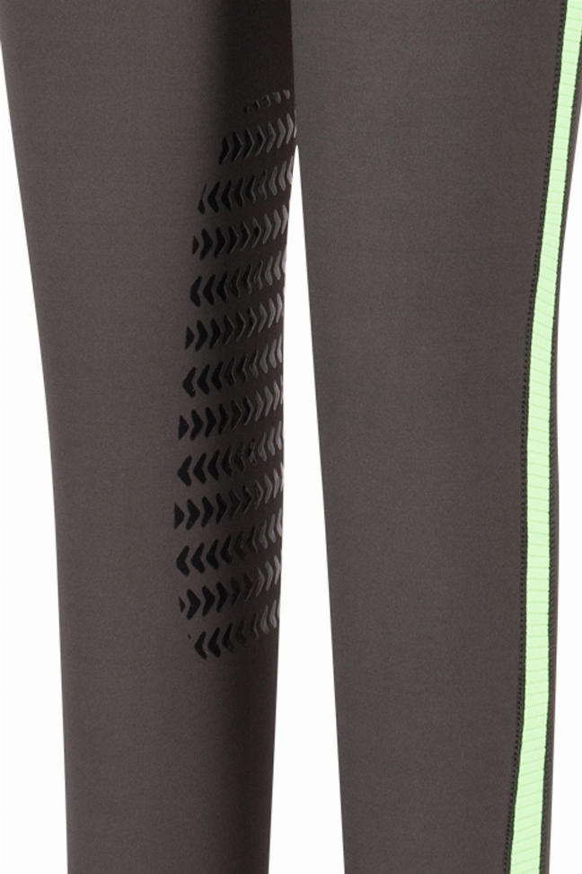 TuffRider Children's Ventilated Schooling Riding Tights XL Charcoal/Neon Green