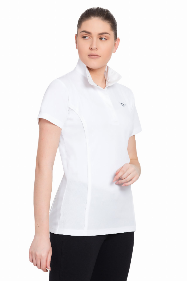 TuffRider Ladies Kirby Kwik Dry Short Sleeve Show Shirt Large White w/White