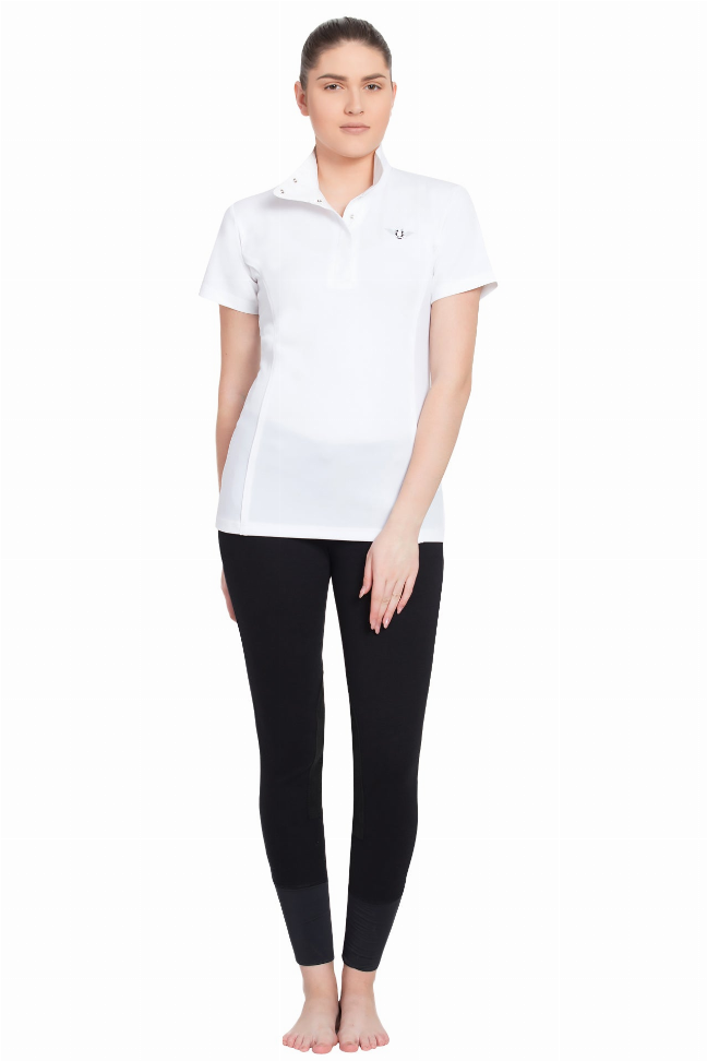 TuffRider Ladies Kirby Kwik Dry Short Sleeve Show Shirt Medium White w/White