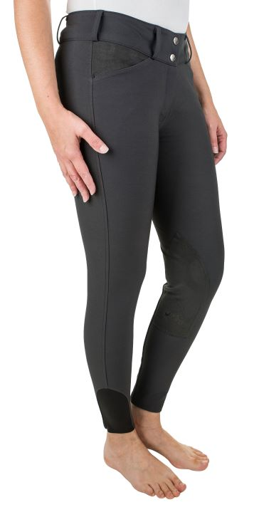 Equine Couture Ladies Coolmax Champion Knee Patch Breeches 24 Black