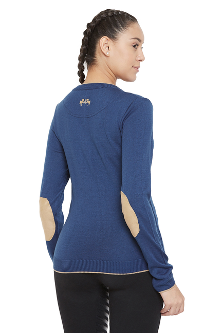 Equine Couture Ladies Morgan V-Neck Sweater L DUTCH BLUE