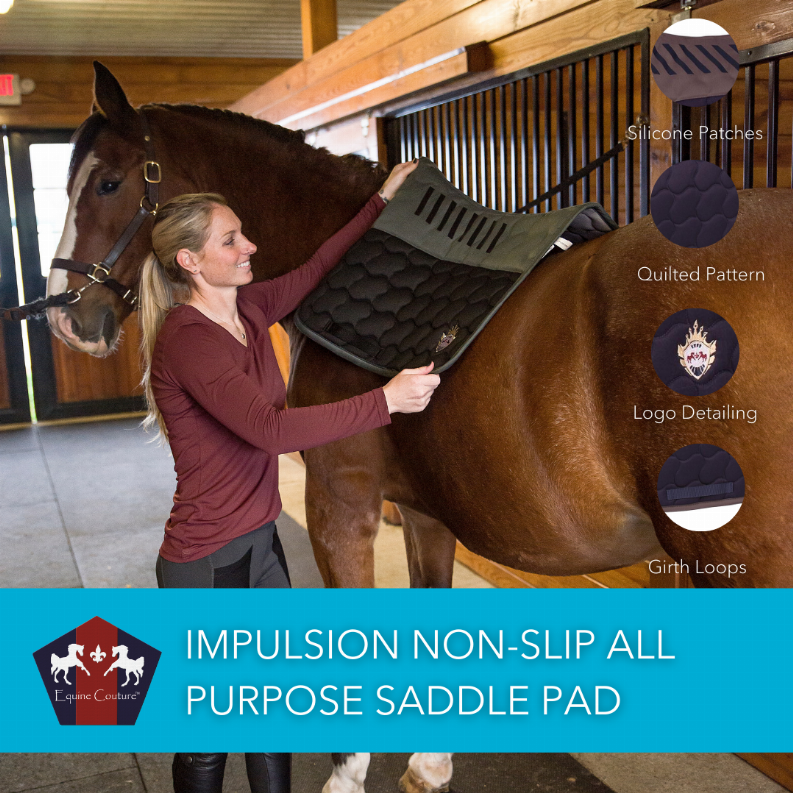 Equine Couture Impulsion Non-Slip All Purpose Saddle Pad - Hunter/Charcoal
