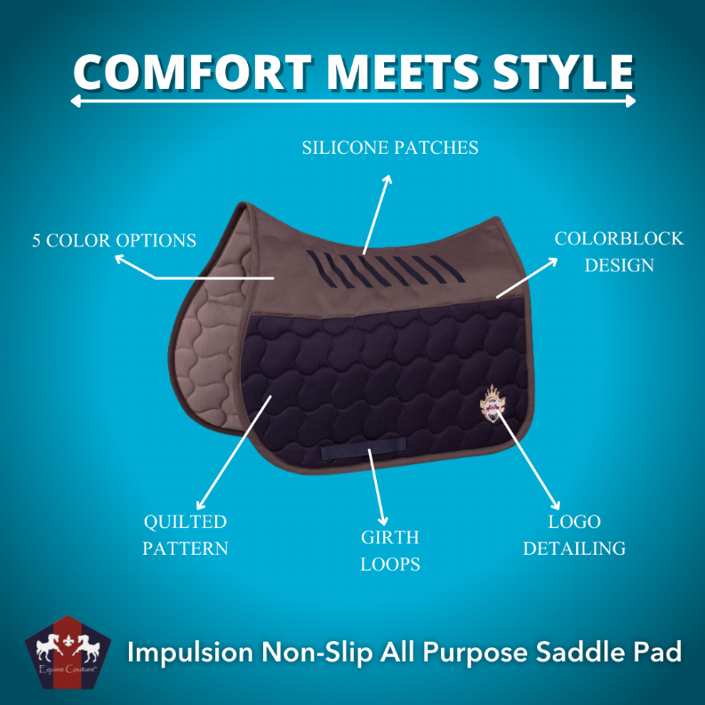 Equine Couture Impulsion Non-Slip All Purpose Saddle Pad - Wine/Charcoal