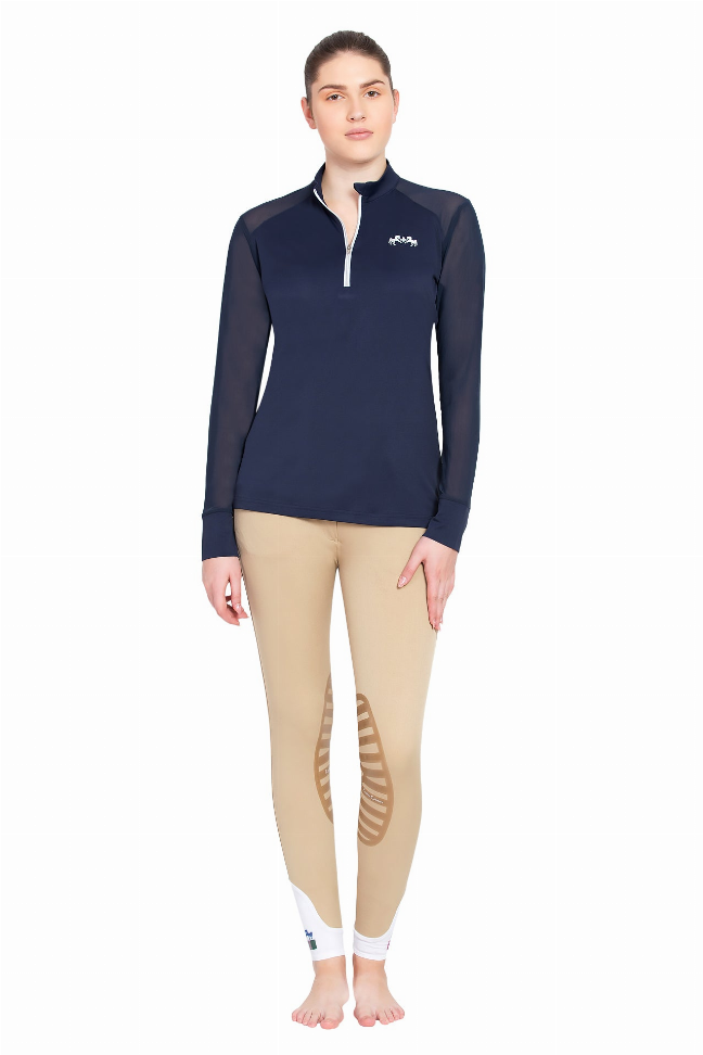 Equine Couture Ladies Erna EquiCool Long Sleeve Sport Shirt X-Small EC Navy