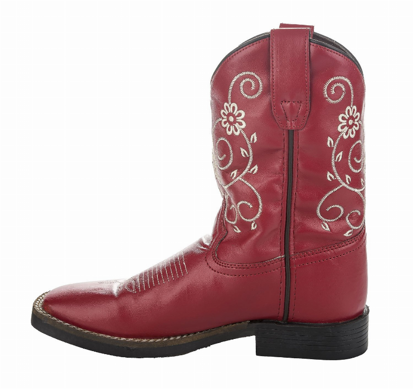 TuffRider Youth Fire Red Floral Western Boot - 4 Red