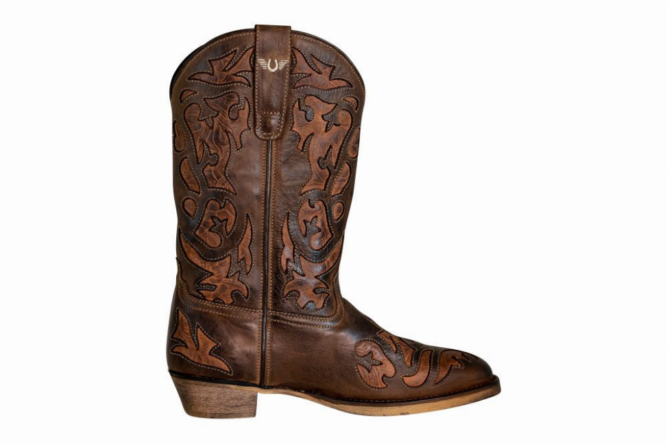 TuffRider Women Jackson Embroidered Leather Square Toe Western Boots 10 Brown