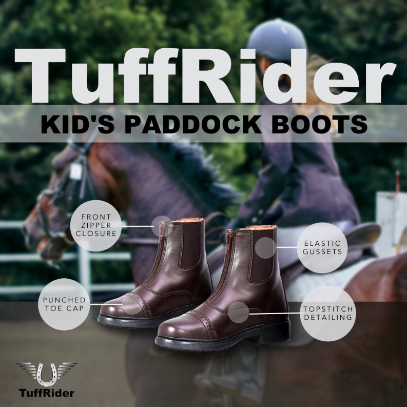 TuffRider Kid's Front-zip Paddock Boots 10 Mocha
