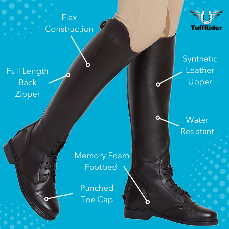 TuffRider Women Synthetic Leather Starter Back Zipper Field Boots 6 Black