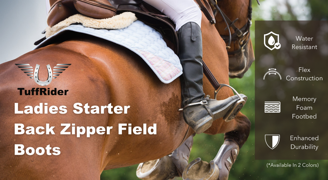 TuffRider Women Synthetic Leather Starter Back Zipper Field Boots 10 Black