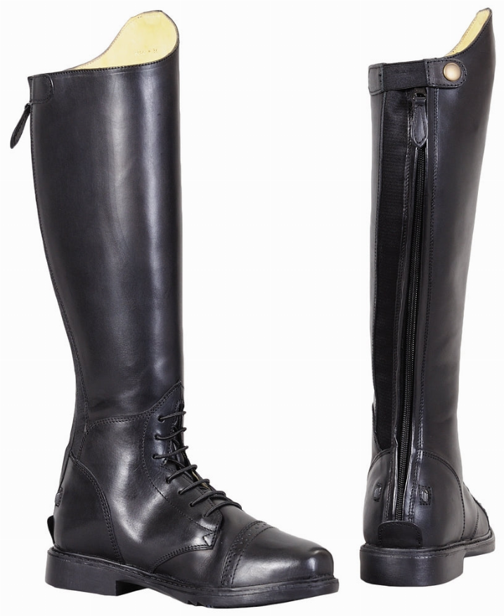 TuffRider Women Leather Back Zipper Short Baroque Field Boots 10 BLACK