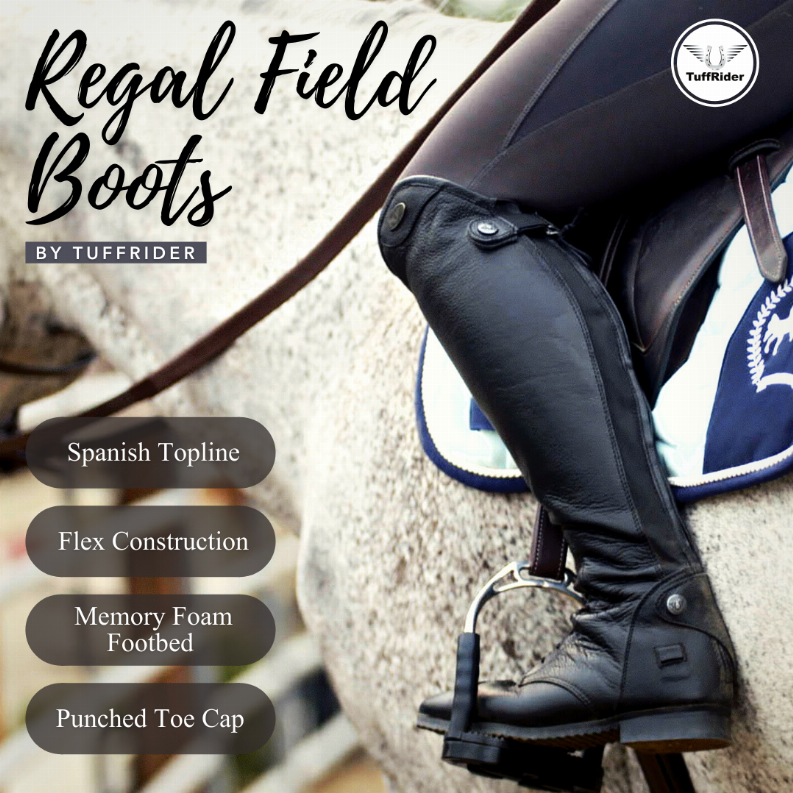 Tuffrider Women Leather Regal Field Boots - 10 Black Wide
