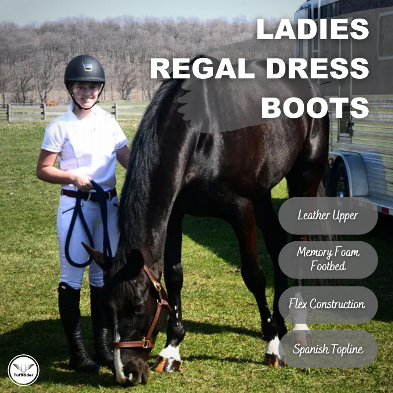 TuffRider Women Leather Regal Dress Boots 10.5 Black Regular