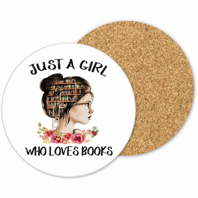Just A Girl Whole Loves Books Mug and Coaster Set
