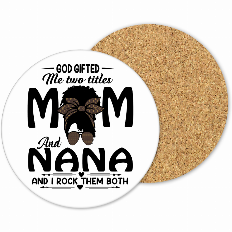 Two Titles Mom Mug and Coaster Set - Mom and Nana