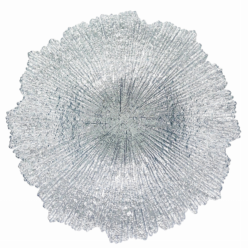 CORAL Gilded Glass Centerpiece Bowl - 16" Silver