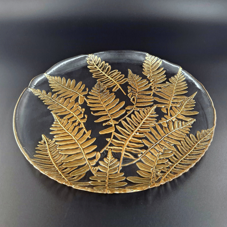 FERN 13" Glass Charger Plate Gold 13" Gold