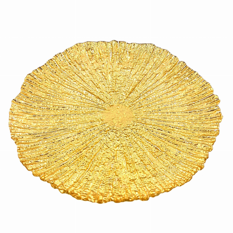 CORAL Gilded Glass Plate - 11" Dinner Plate Gold