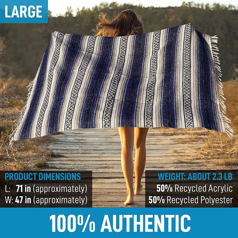 Zulay Home Hand Woven Mexican Blanket DBLG