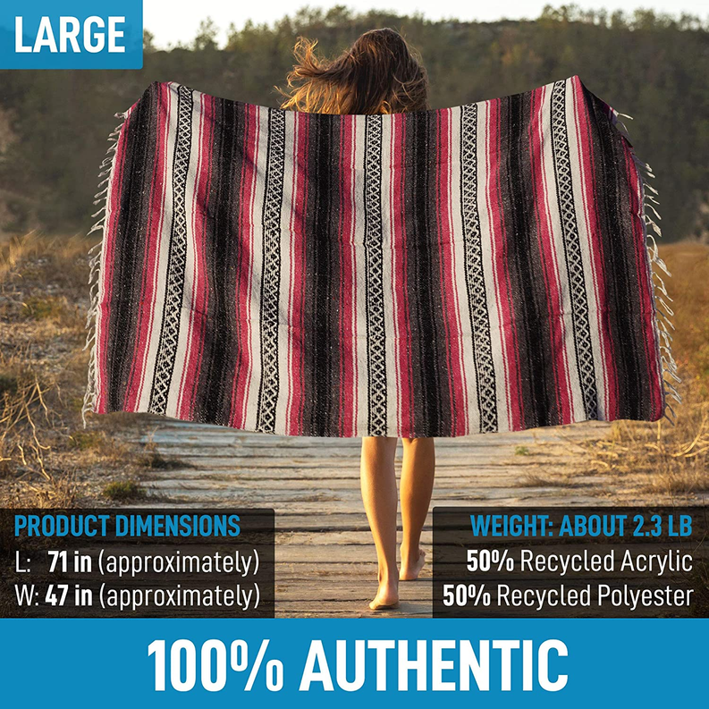 Zulay Home Hand Woven Mexican Blanket GYFCH