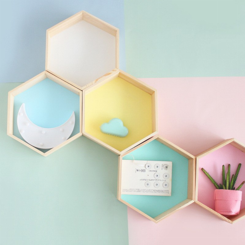 Hexagonal Wall Shelf Pink