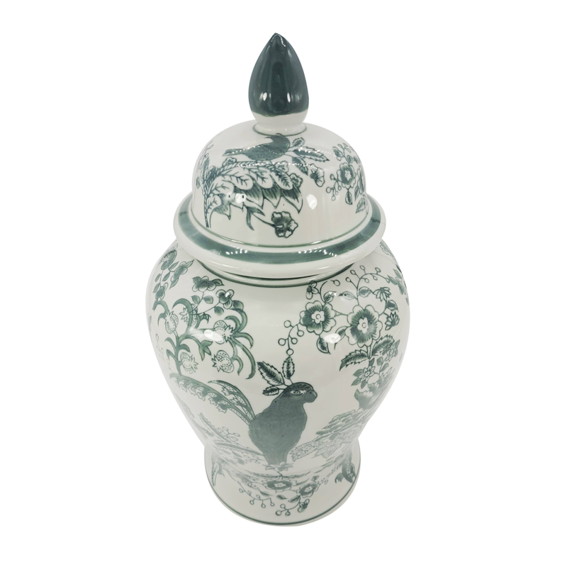 Jasper Green Chinoiserie Ceramic Jar