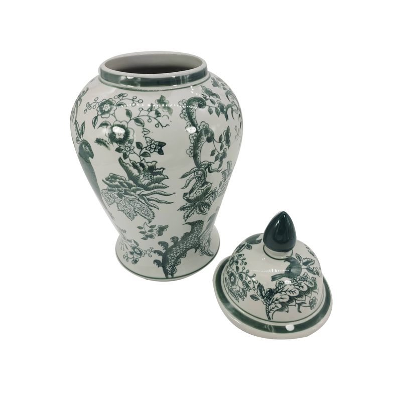 Jasper Green Chinoiserie Ceramic Jar