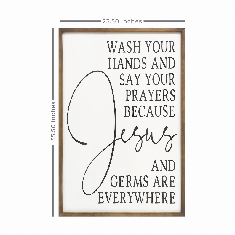 Stratton Home Decor Farmhouse Jesus and Germs Are Everywhere High Gloss Wall Art