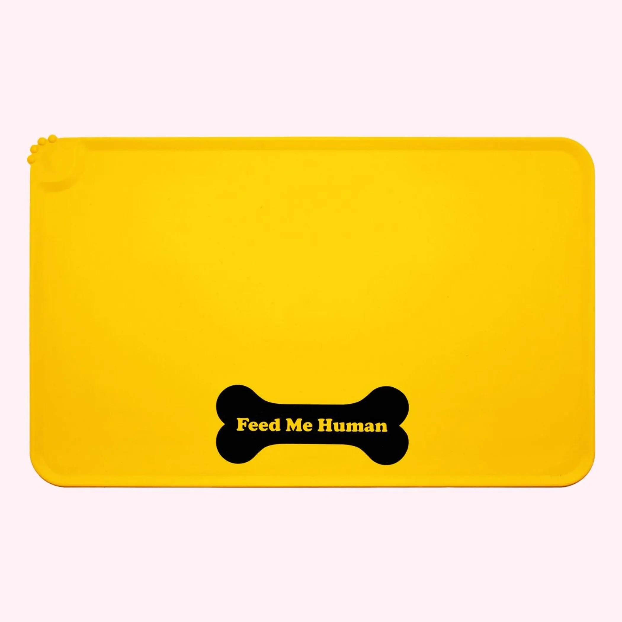 Feed Me Human Yellow Dog Food Mat