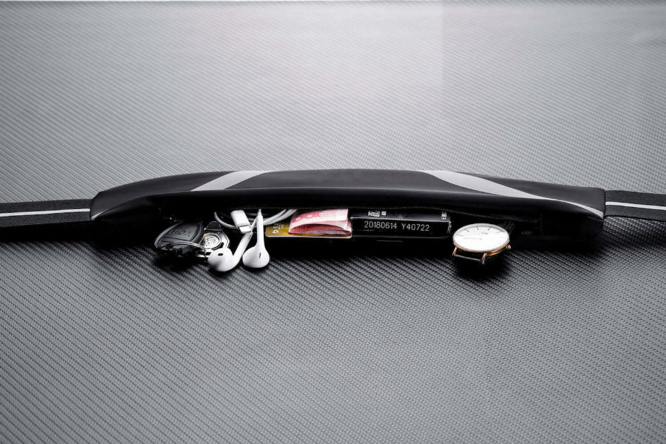 Water-Resistant Sport Waist Pack Running Belt with Reflective Strip - Grey