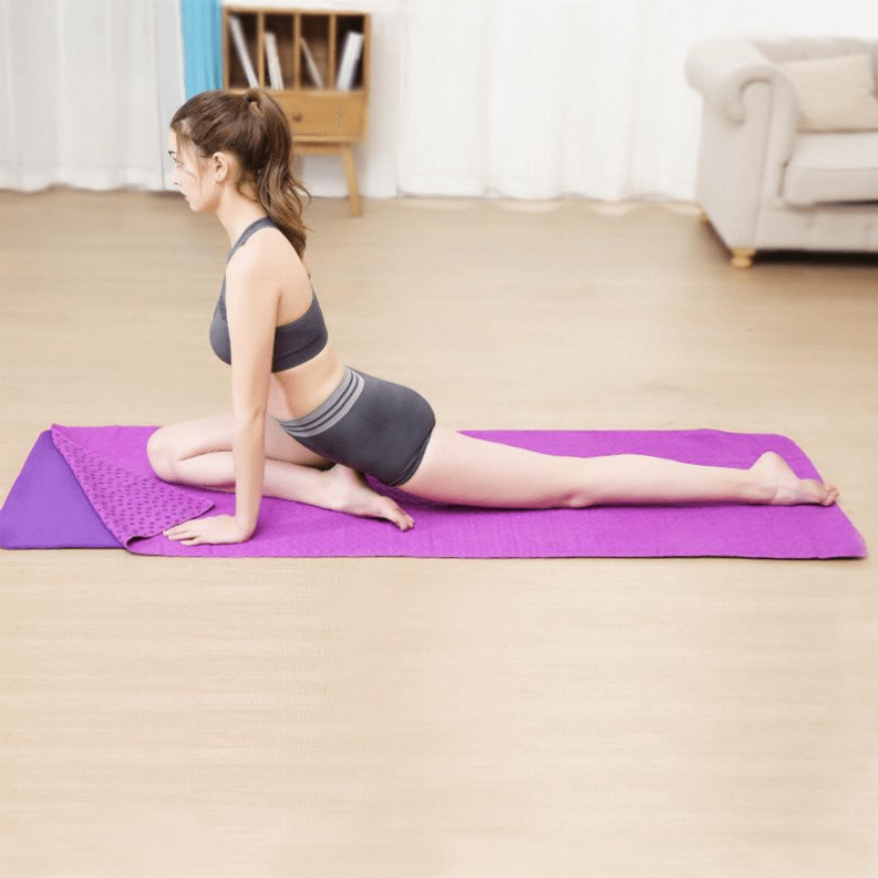 Premium Absorption Hot Yoga Mat Towel with Slip-Resistant Grip Dots - Dark Purple
