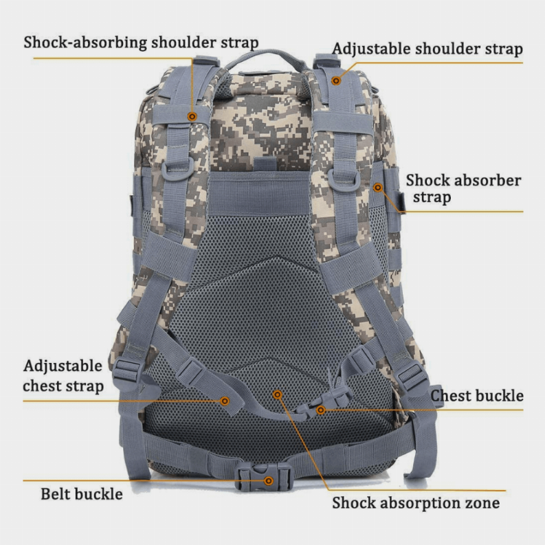 Tactical Military 45L Molle Rucksack Backpack - ACU