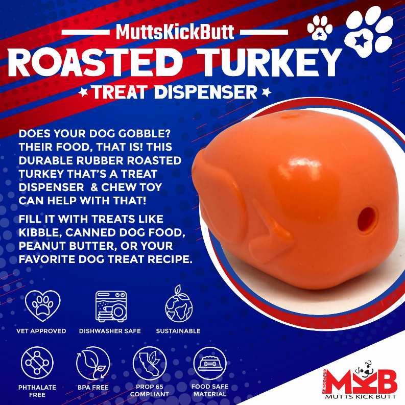 MKB Roasted Turkey Durable Rubber Chew Toy & Treat Dispenser
