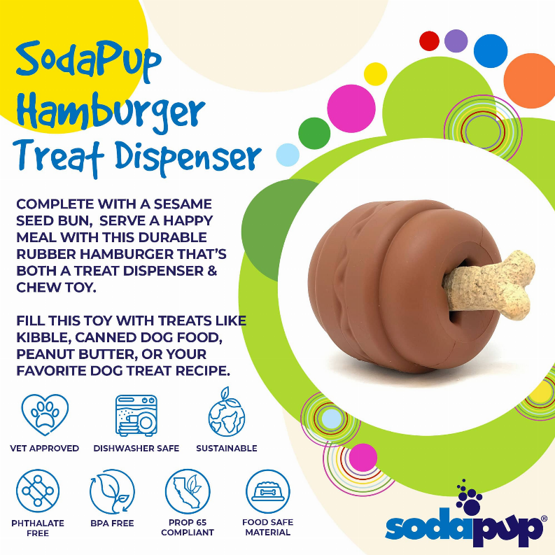 SP Hamburger Durable Rubber Chew Toy & Treat Dispenser
