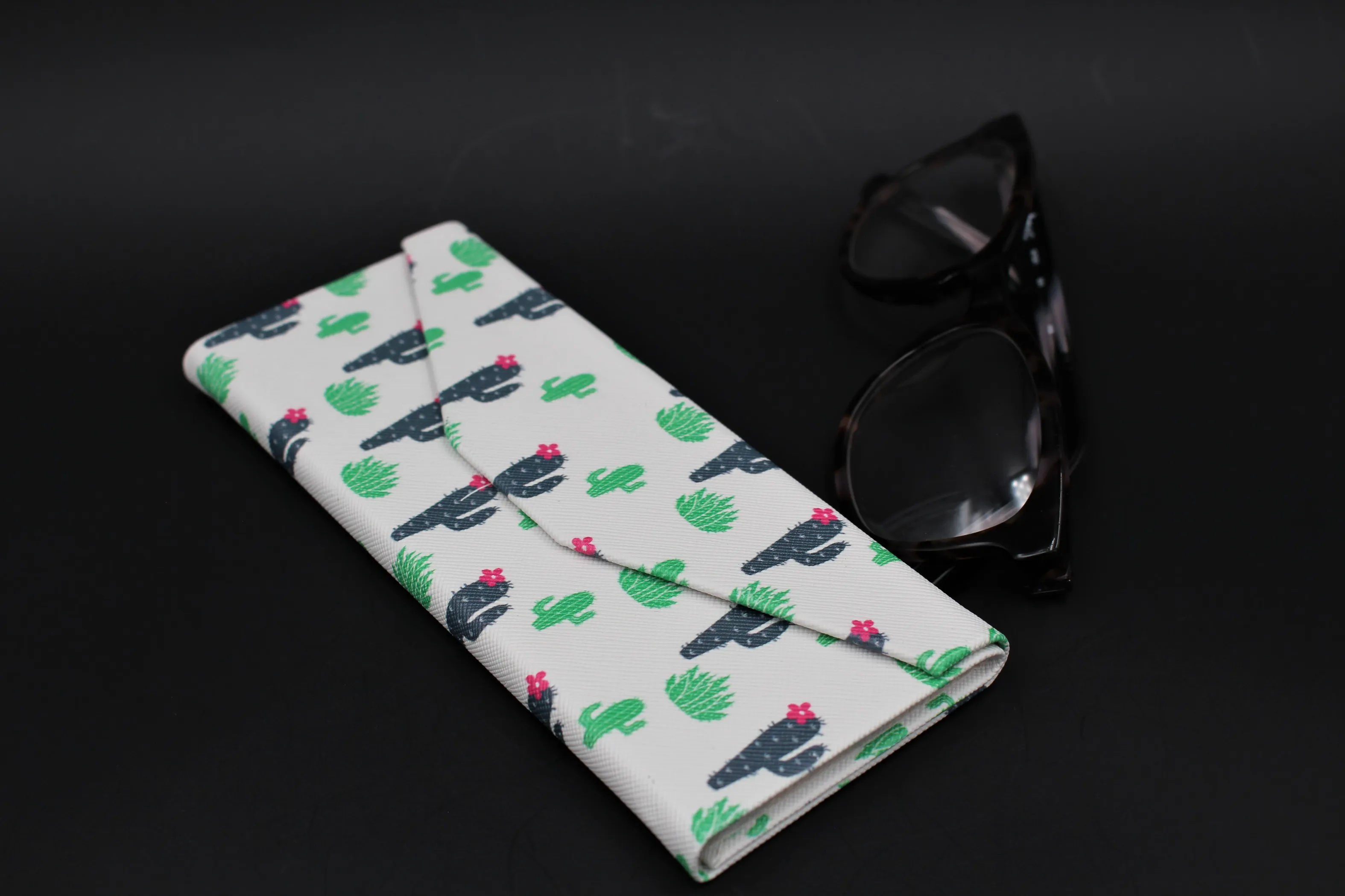 Adorable Cactus Leather Glasses Case - Succulent Terrarium (Small)