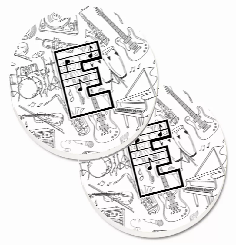 TopDawg  Carolines Treasures, Inc,Letter Musical Letters Cup Holder Car  Coasters (Set of 2),638508583420