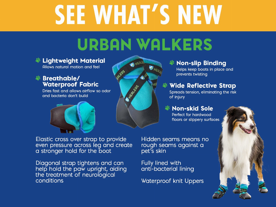 Healers Urban Walkers III Dog Booties - One Pair - Orange - Large