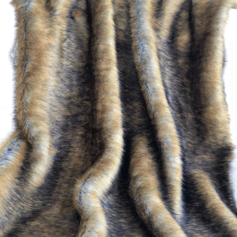 Plutus Faux Fur Luxury Throw Blanket 70L x 90W Twin Brown, Gray