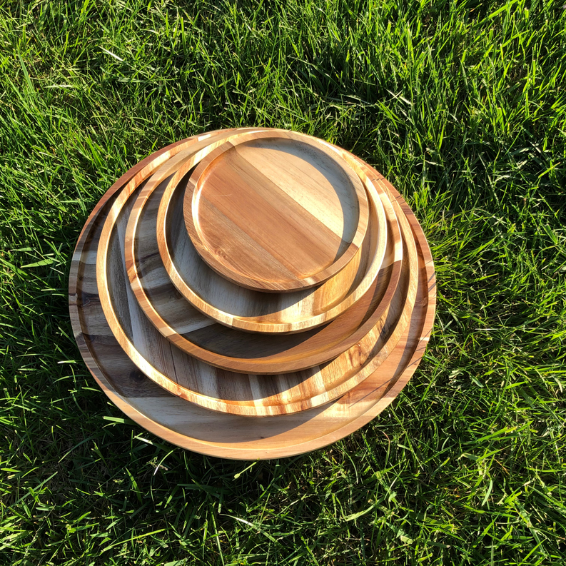 Acacia round Plate / Platter 16" Diameter  Wood