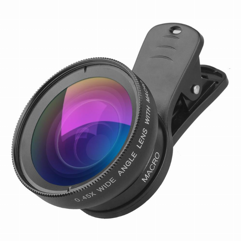 2-in-1 5K HD Smartphone Camera Lens 0.45X Wide-Angle + 15X Macro Phone Lens with Universal Clip Compatible with Apple Samsung Sm