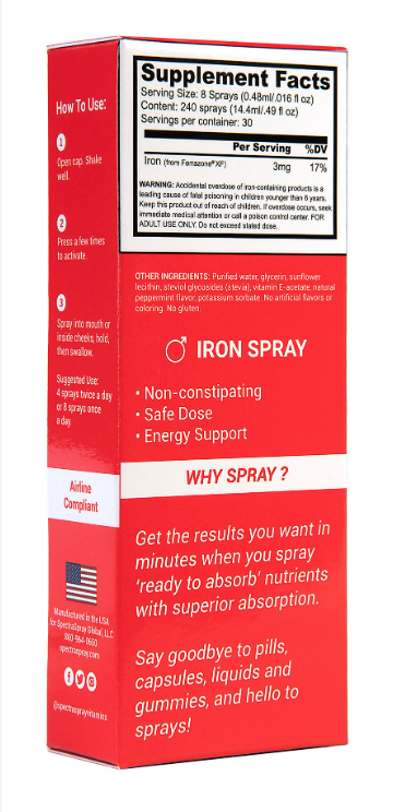 Iron Oral Spray Supplement by SpectraSpray